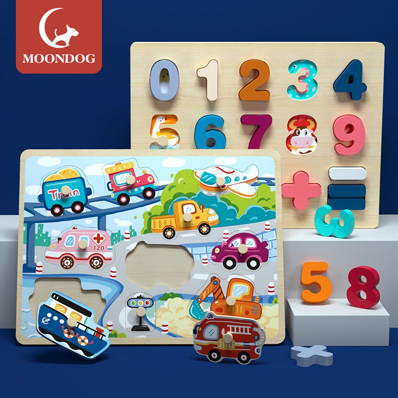 Baby'S Hand-Held Board Jigsaw Puzzle Building Blocks Young Children 1 Year Old 2 Boys And Girls Baby Shape Matching Educational Toys Early Education - Image 3